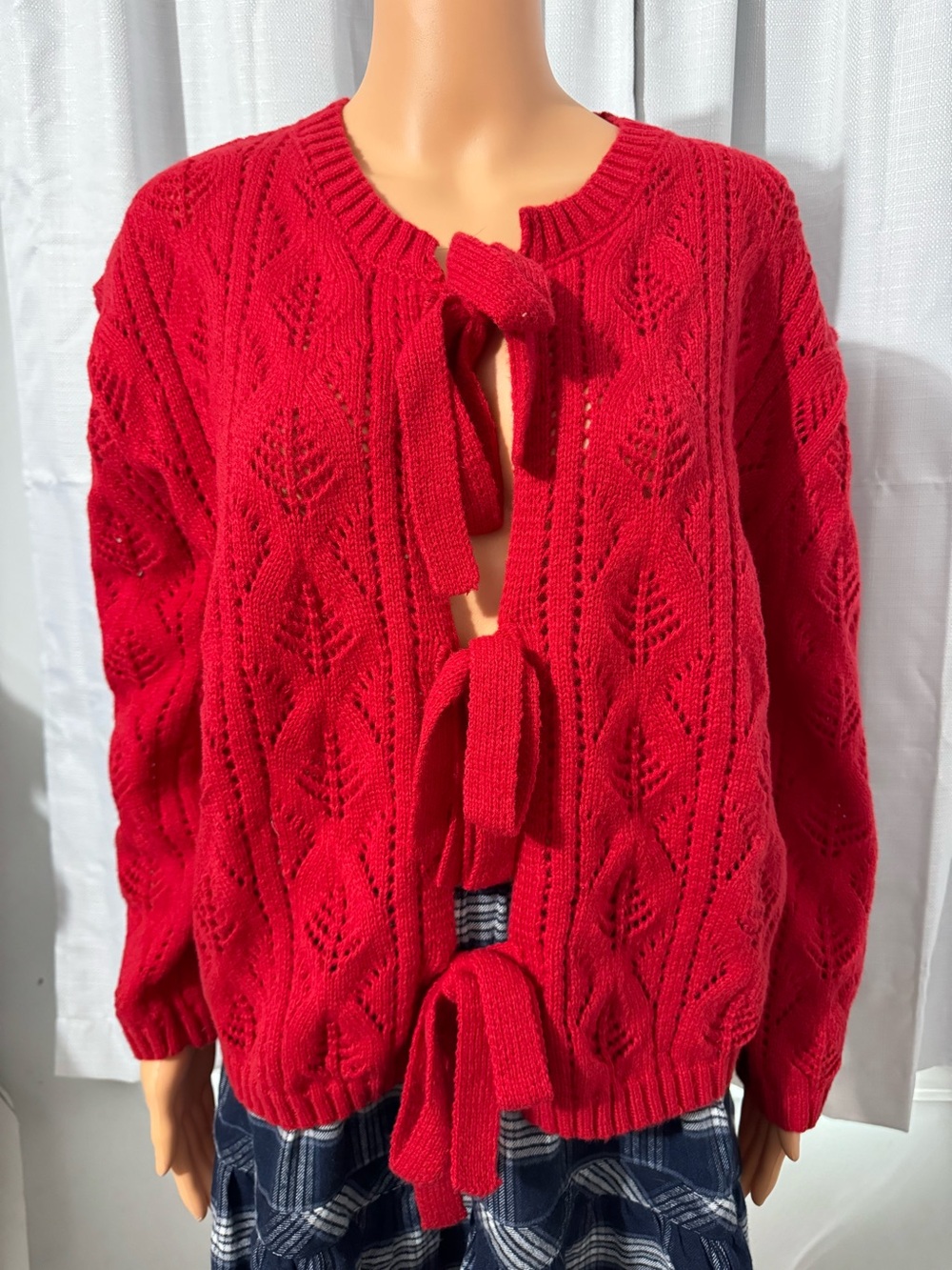 Pretty Sage & Fig size S true red tie front cardigan sweater women new